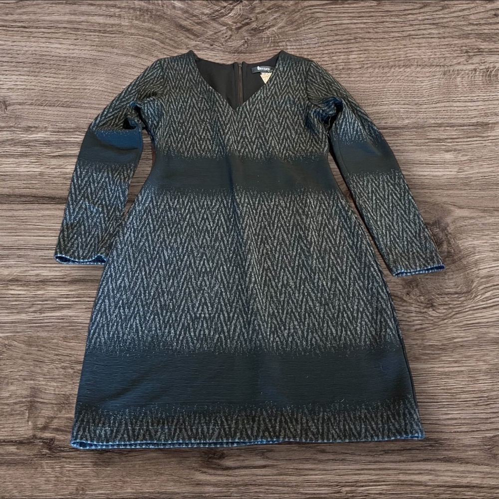 Karen Kane Ombré Knit Black Grey Dress V-Neck Size Medium NWT